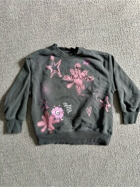Zara Graphic Sweatshirt in Charcoal and Pink
